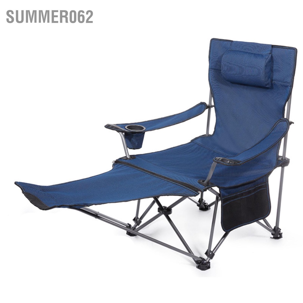 Summer062 Ghế Xếp Ngoài Trời Di Động Vải Oxford Màu Xanh Linh Hoạt Cắm Trại Khung Sắt Cho Câu Cá