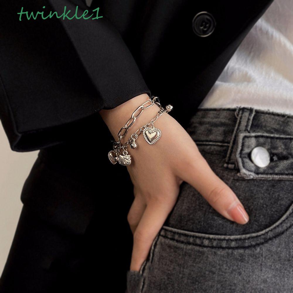 Vòng Tay Hai Lớp Họa Tiết Hello Kitty Lấp Lánh Phong Cách Hàn Quốc Cho Nữ