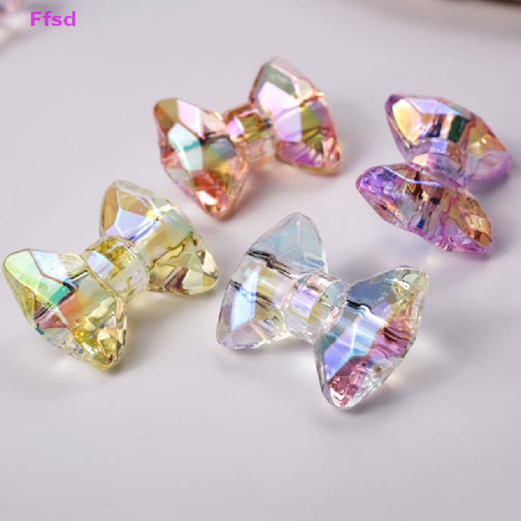 {Ffsd} Set 10 Hạt Acrylic Trong Suốt Hình Gấu Thắt Nơ Nhiều Màu Sắc Làm Trang Sức Thủ Công * Bán Chạy