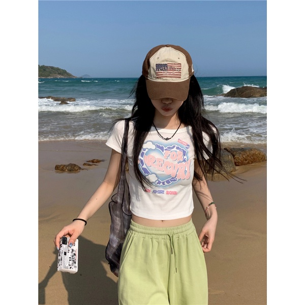 NZN Áo Thun Croptop Tay Ngắn In Chữ NZN Thời Trang Cho Nữ