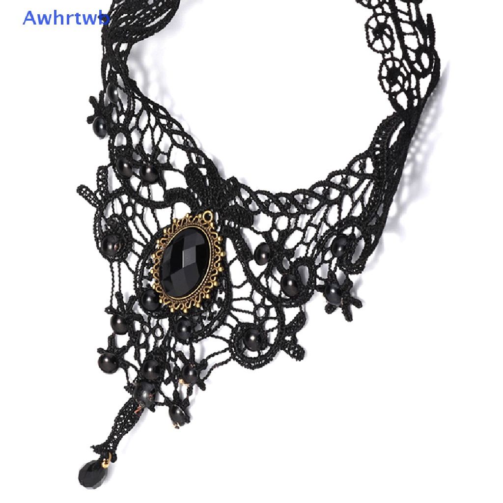 Vòng Cổ Choker Ren Đính Đá Quý Phong Cách Gothic Quyến Rũ Cho Nữ Mới
