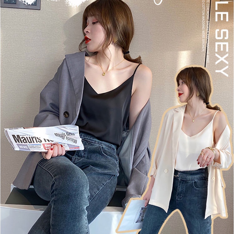 Áo Lót satin Cổ Chữ V Mỏng Thời Trang Mùa Hè Cho Nữ