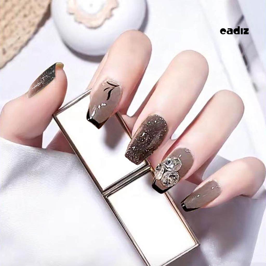 Bộ 24 Móng Tay Giả Ngắn Màu Đen Thanh Lịch Dễ Tháo Rời Không Harm DIY