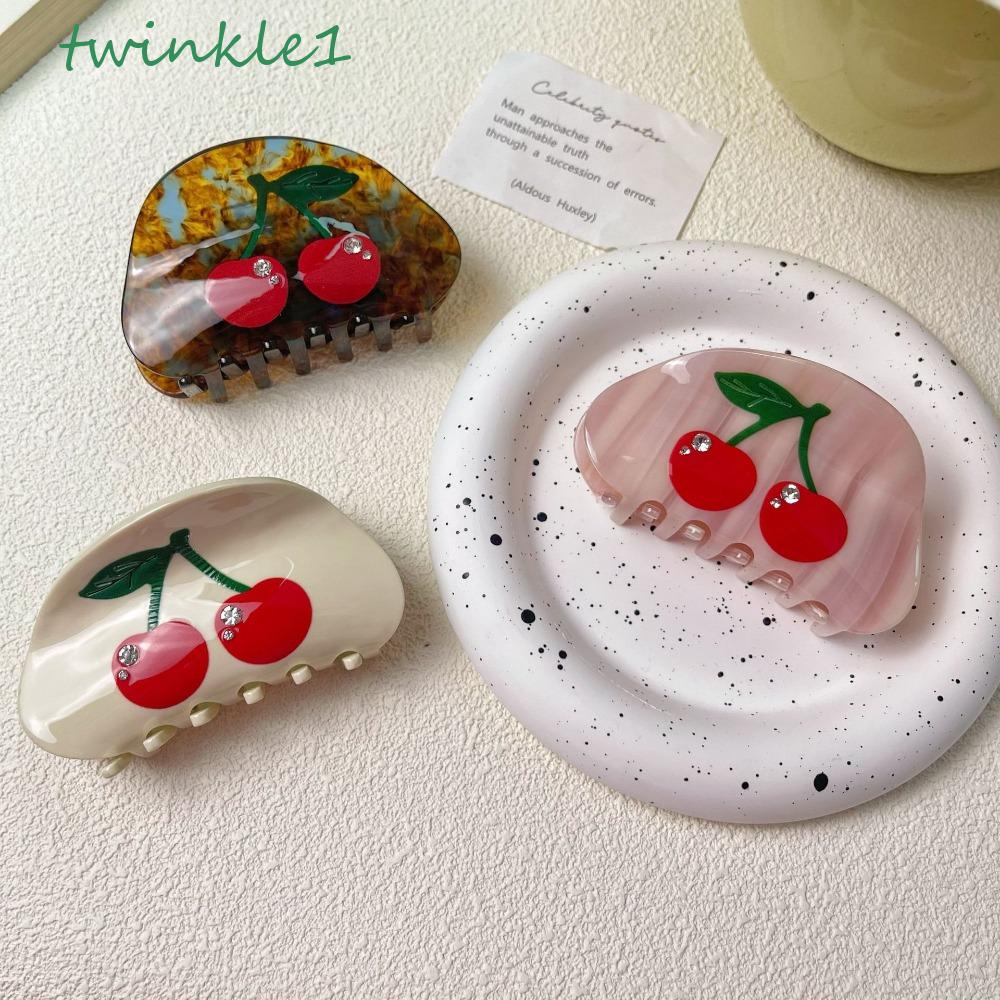 Kẹp Tóc Móng Vuốt Đính Hạt Kim Cương Hình Trái Cherry Nhỏ Nhắn Lấp Lánh Dễ Thương Dành Cho Bạn Nữ Coiffure