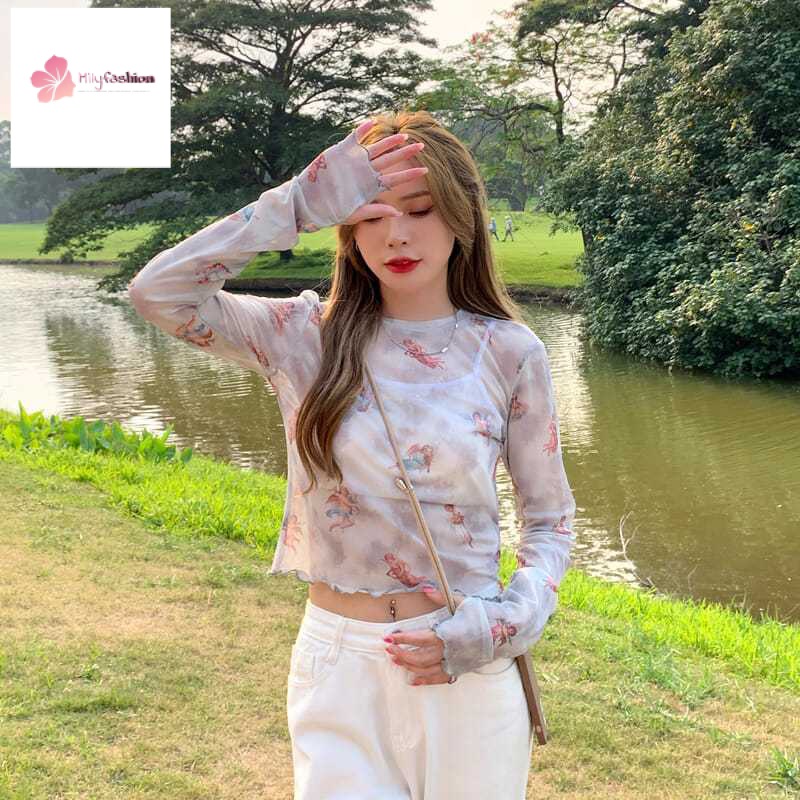 Áo Thun Tay Dài Cổ Tròn Phong Cách Hip Hop Đường Phố