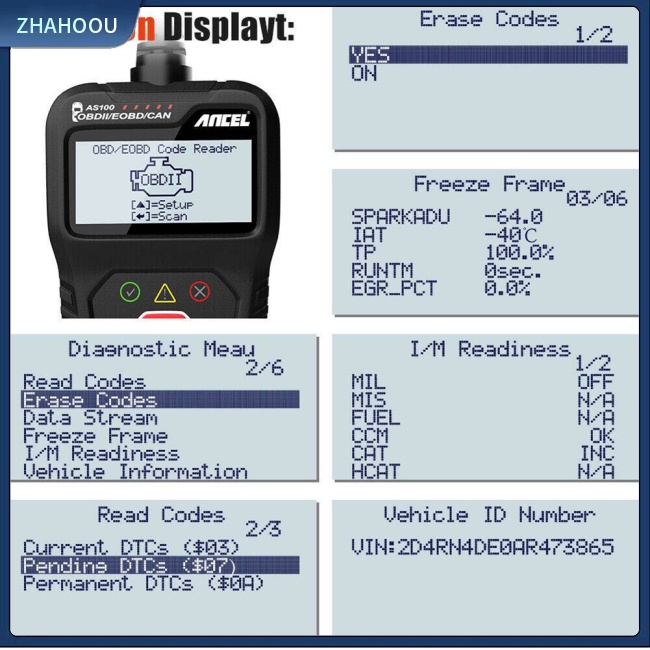 ☃Phụ Kiện Trang Trí Nhà Cửa Kiểu Dáng Dễ Thương Xinh Xắn☃ Máy Quét Kiểm Tra Lỗi Động Cơ Xe Hơi Ancel As100 Obd2