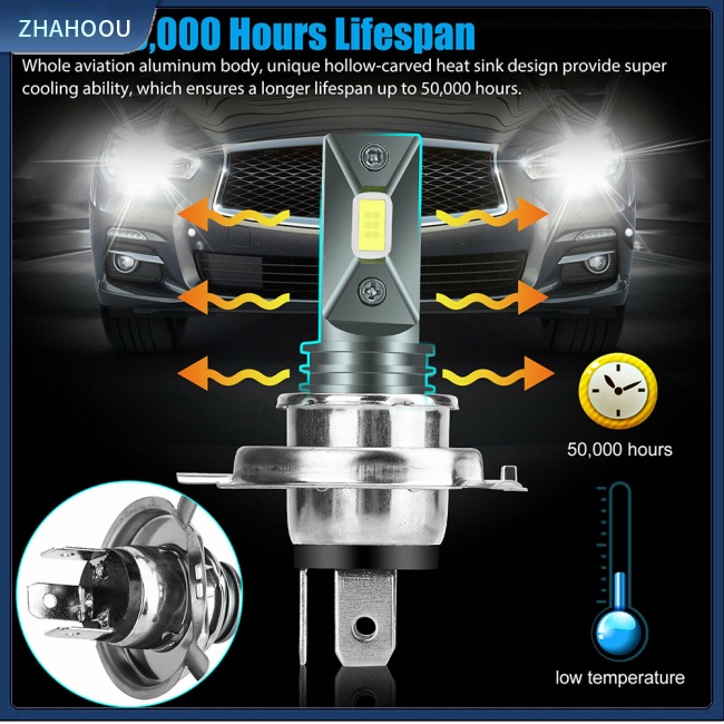 ☃Phụ Kiện Trang Trí Nhà Cửa Kiểu Dáng Dễ Thương Xinh Xắn☃ 2 Bóng Đèn Pha Ô Tô H4 9003 Hb2 6000k Xenon Siêu Sáng