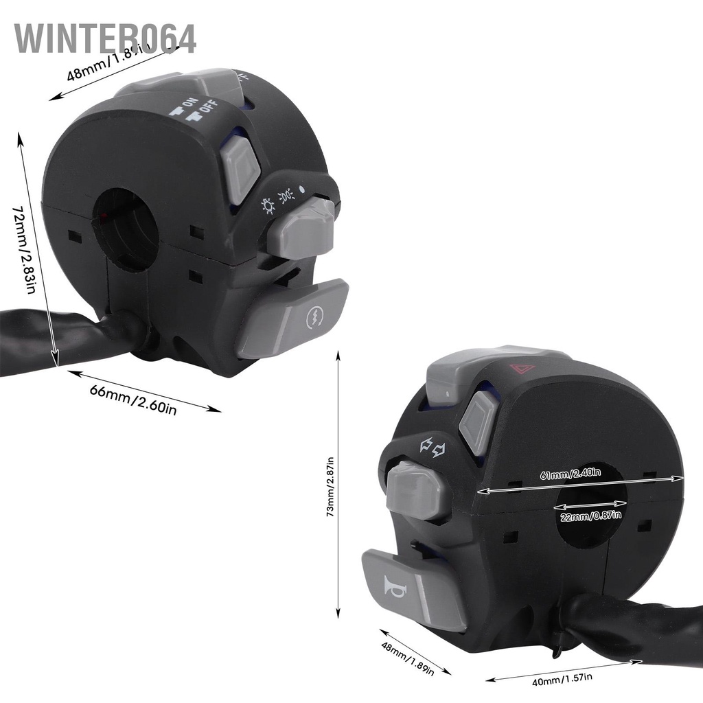 Winter064 Nút điều khiển công tắc tay lái xe máy 22mm Chống nước phổ biến cho đèn báo rẽ