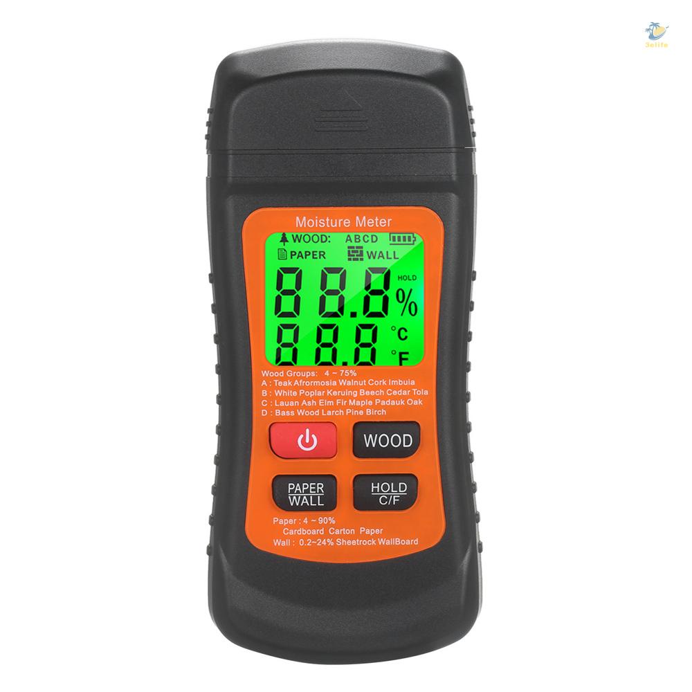 Máy Đo Độ Ẩm Gỗ Đa Năng 3 Trong 1 °C Vài người °F Công Tắc Có Thể Chuyển Đổi Được
