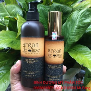 Combo tinh dâu Kem tạo kiểu tóc uốn xoăn Argan Deluxe Curl Defining Cream 240ml/100ml