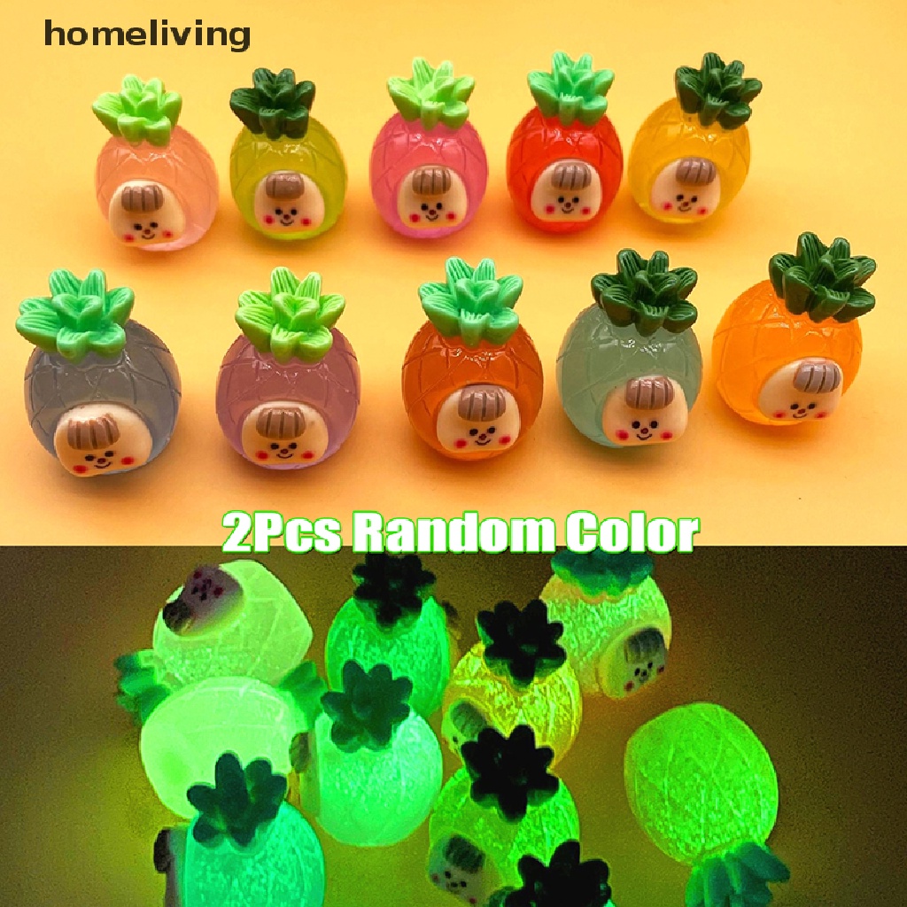 Bộ 2 Đồ trang trí Quả Dứa Hoạt Hình Mini Phát Sáng Dùng Trang Trí Tiểu Cảnh / Nhà Búp Bê