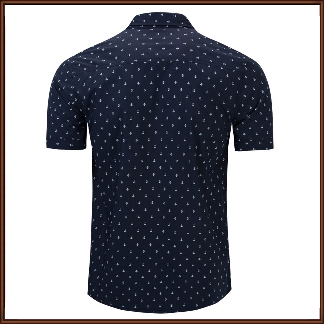 Áo Sơ Mi Cotton Ngắn Tay Cổ Bẻ In Họa Tiết Thời Trang Xuân Hè Cho Nam