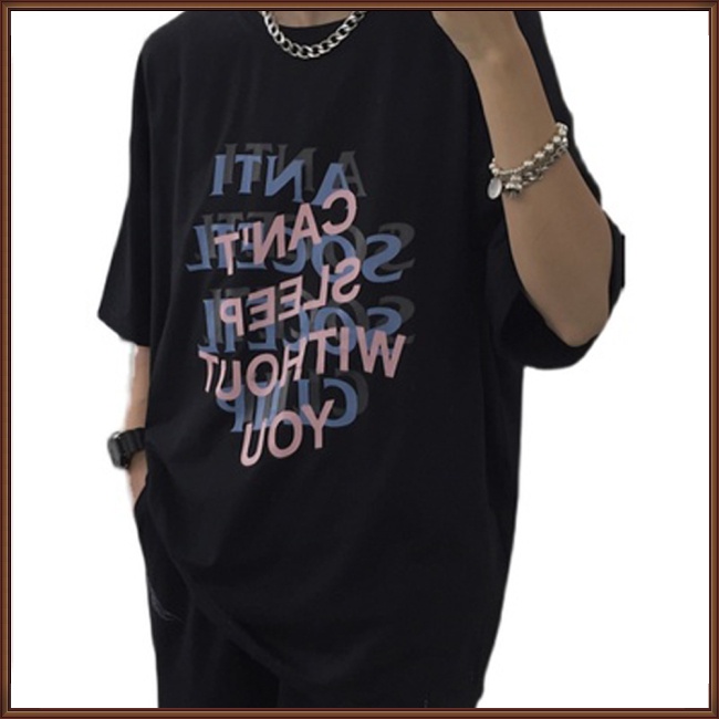 Áo Thun Ngắn Tay Dáng Rộng In Chữ Thời Trang Mùa Hè Giản Dị Dành Cho Nữ Và Nam