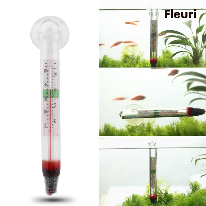 Nhiệt Kế Ống Thủy Tinh Đo Nhiệt Độ Bể Cá Có Giác Hút