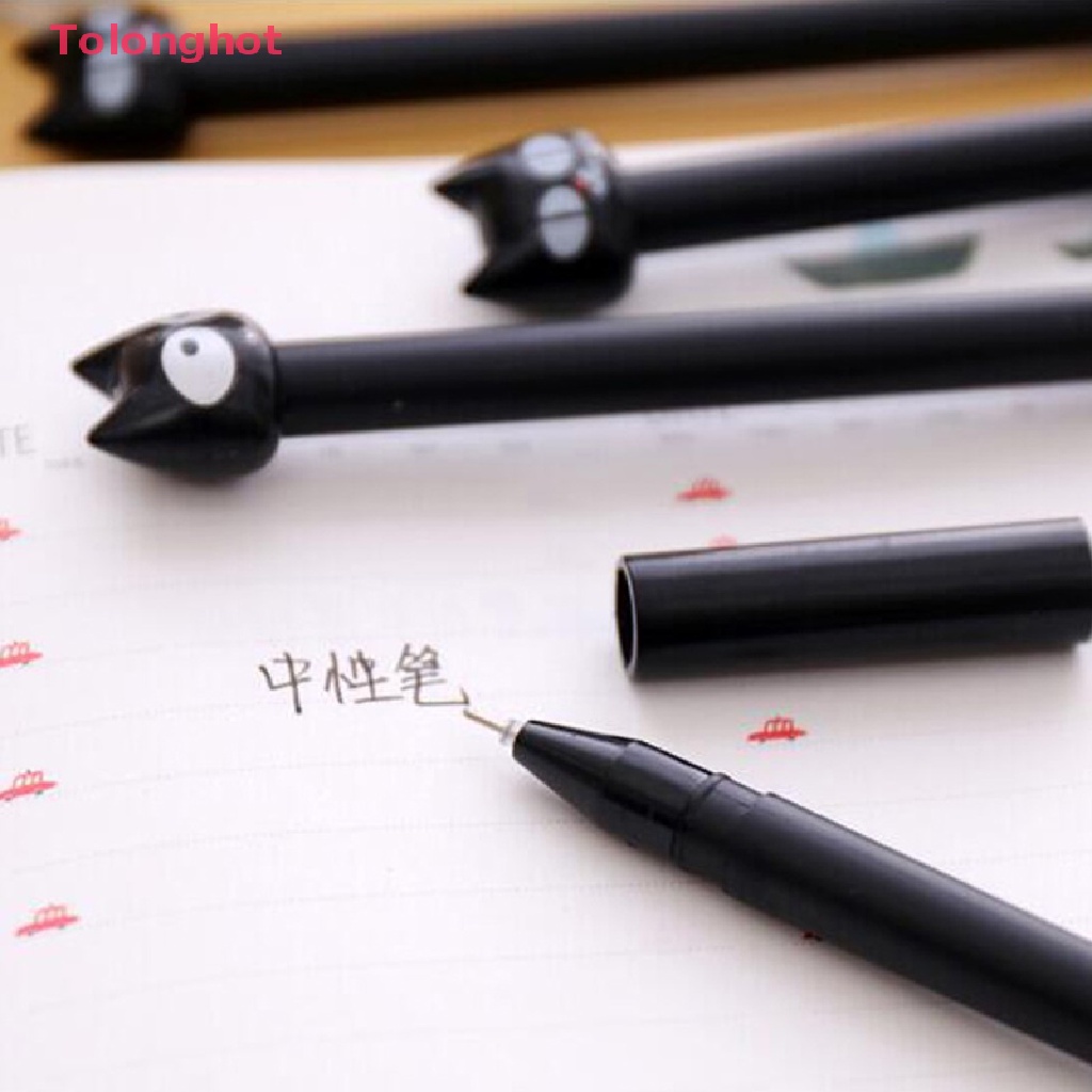 Set 4 Bút Mực Gel Ngòi 0.5mm Hình Mèo Đen Đáng Yêu