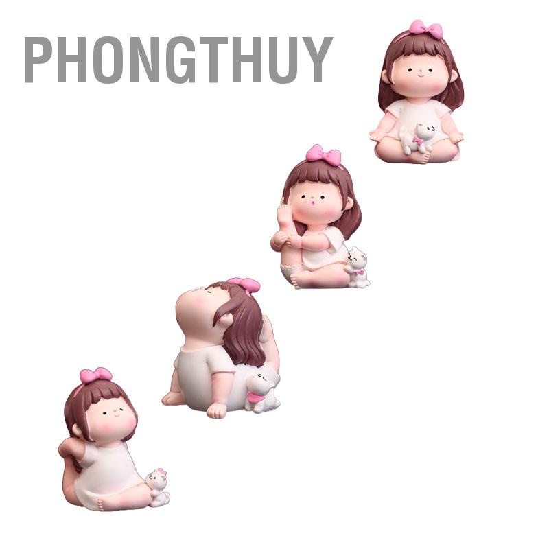 Tượng bé gái bé mập tập Yoga để bàn Đáng Yêu Trang Trí Bàn học Xe Ô Tô