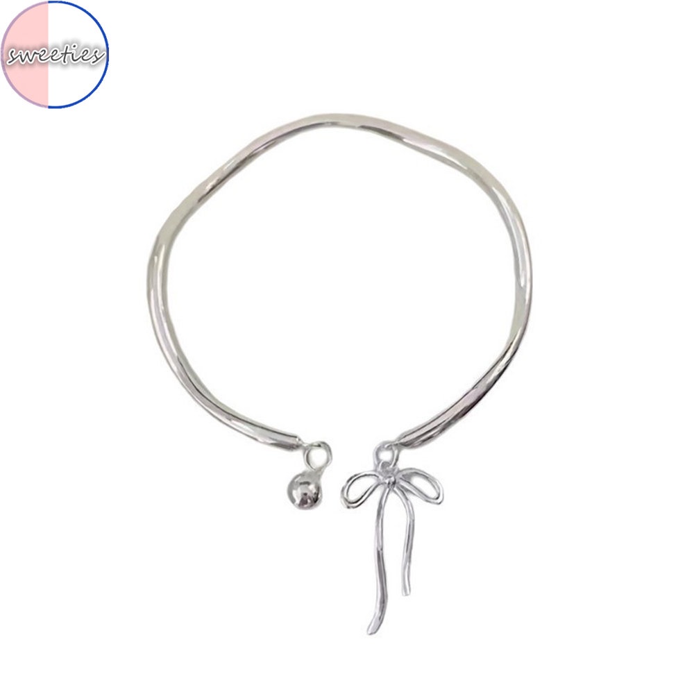 Vòng Tay Hở Mạ Bạc Mặt Nơ Thắt Nút Gắn Chuông Làm Quà Tặng Bạn Thân ins Cho Bạn Nữ