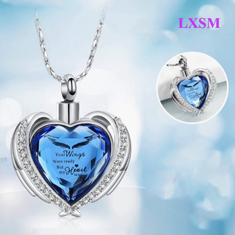 Lxsm Vòng cổ Mặt Đá Pha Lê Trái Tim Mini Keepake Urn