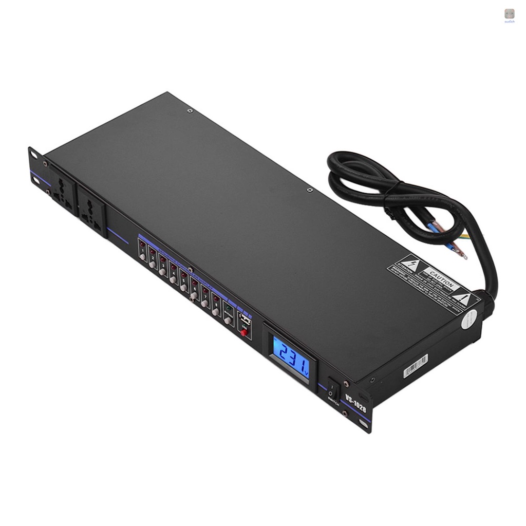 Bộ Điều Chỉnh Nguồn Điện 10 Cổng USB VS-1028 Có Màn Hình LCD Cho DJ Rigs Aud