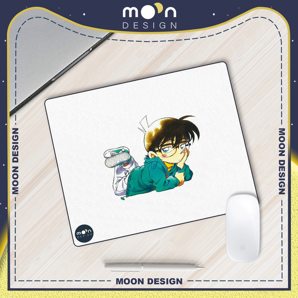 Miếng Lót Chuột Gaming in hình Conan Nằm Cute Pad Decor bàn làm việc size Tròn 25/35/21x26/25x31