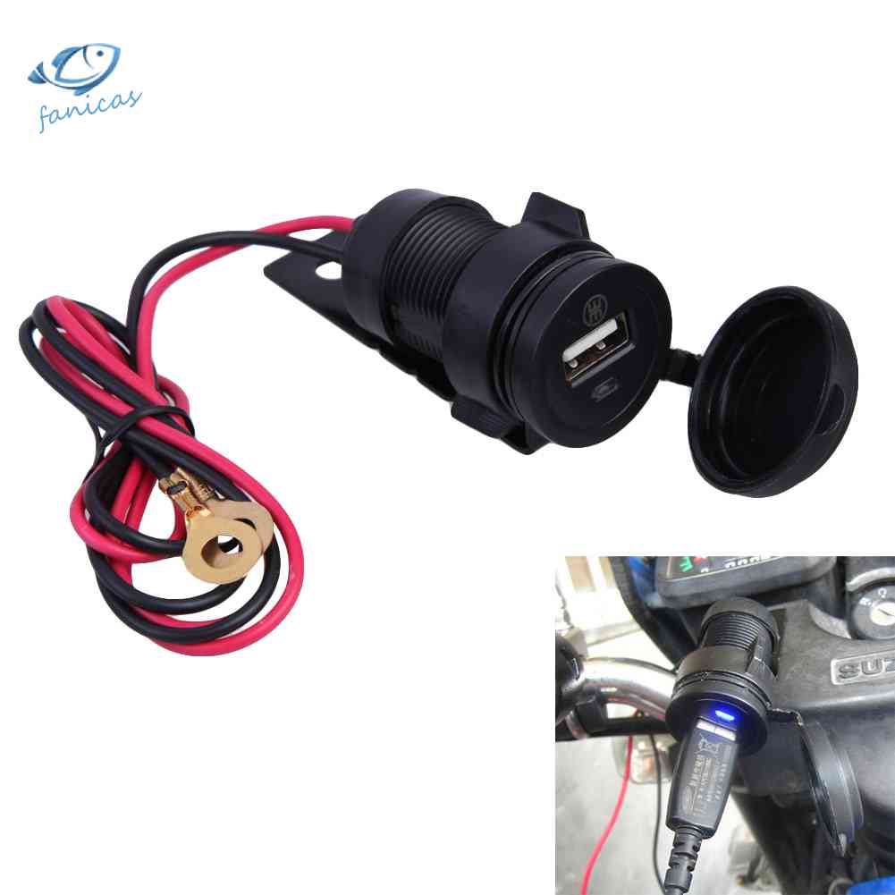 Bộ Sạc Điện Thoại USB 12V Chống Nước Cho Xe Hơi / Xe Máy