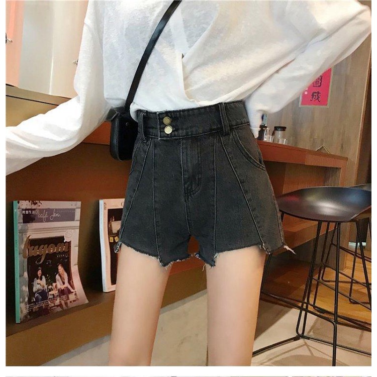 Quần Short Denim Lưng Cao Ống Rộng Phong Cách Hàn Quốc Thời Trang Mùa Hè Cho Nữ