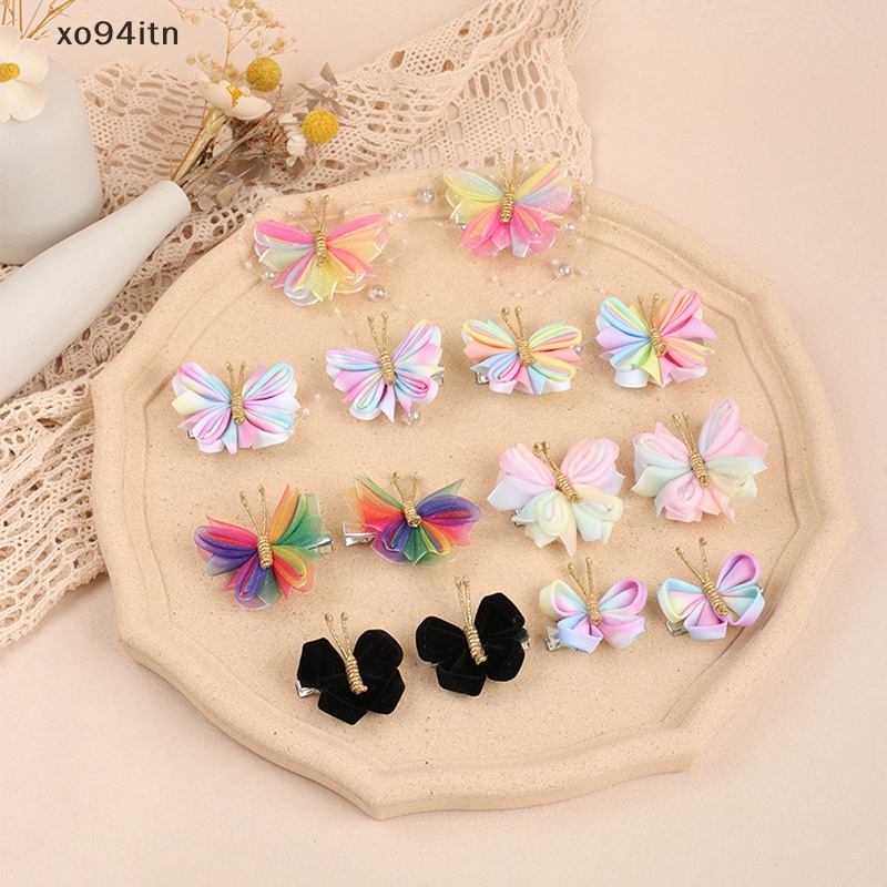 1 Cặp Kẹp Tóc Hình Bướm Màu Vàng Kim Cho Bé Gái