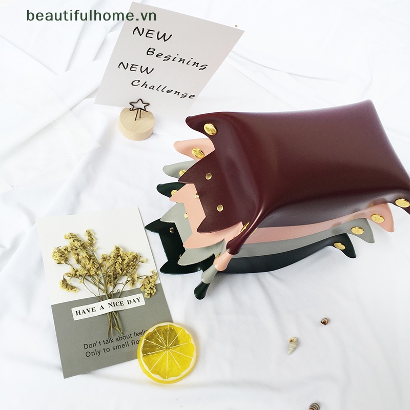 1 Khay Đựng Đồ Để Bàn Bằng Da Hình Mèo Dễ Thương