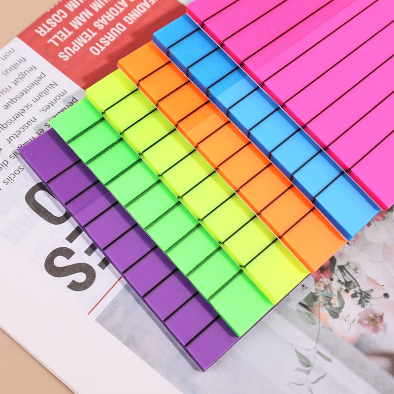 Set 50 Miếng Dán Ghi Chú Mini Trong Suốt Màu Dạ Quang Chống Thấm Nước