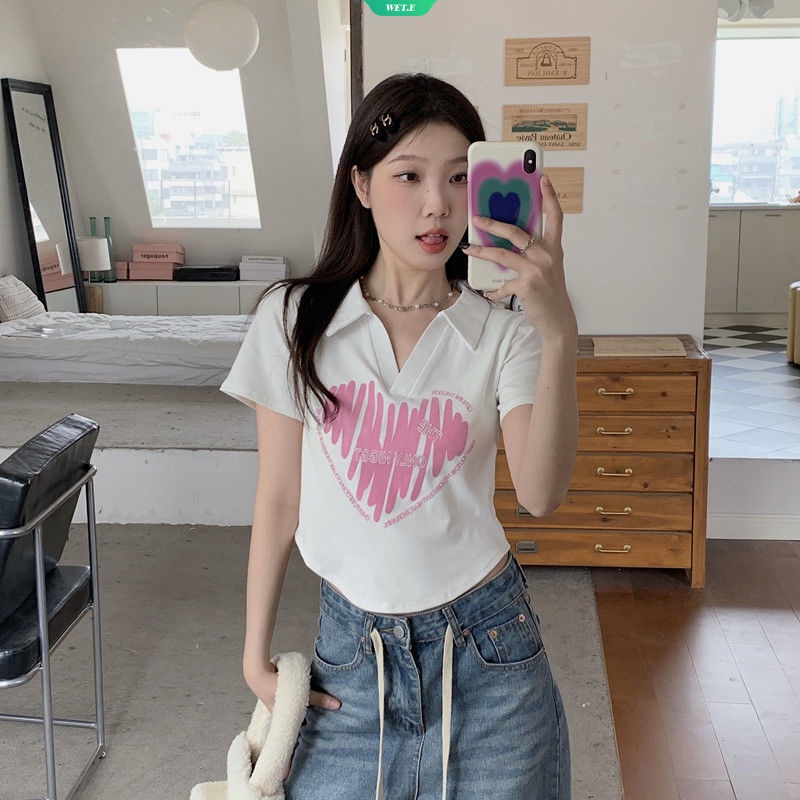 Áo Thun Crop Top Tay Ngắn Lệch Vai Thời Trang Mùa Hè 2023 Y2k Cho Nữ