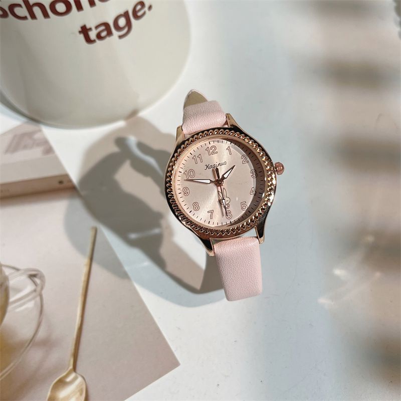 Đồng Hồ Đeo Tay Màu Hồng Hoa Anh Đào Phong Cách Retro Nghệ Thuật Đơn Giản Dành Cho Học Sinh Trung Học