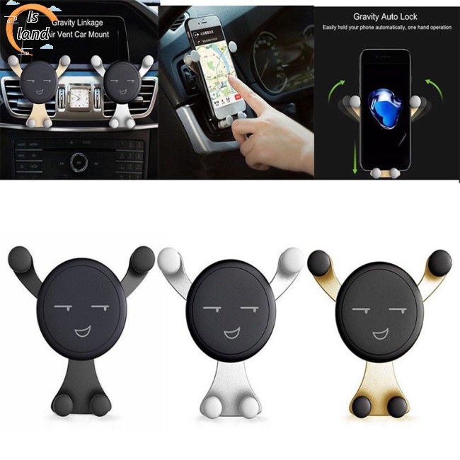 [IS] 360° Giá Đỡ Điện Thoại Gắn Điều Hòa Xe Hơi Hình Mặt Cười Xoay Được