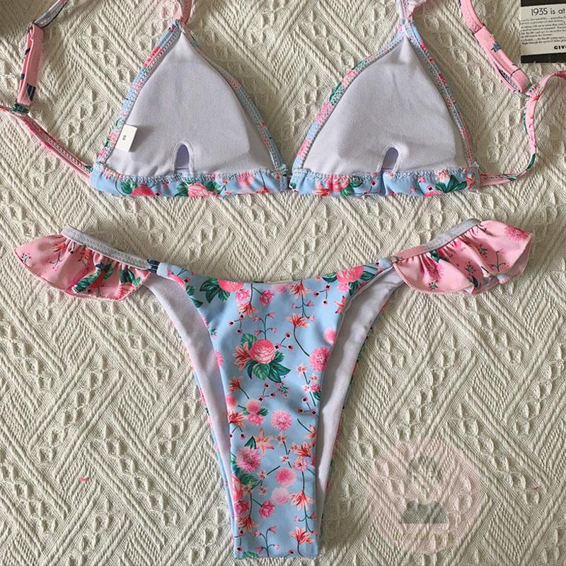 Bộ Bikini Hai Mảnh Họa Tiết Hoa Hở Lưng Quyến Rũ Cho Nữ
