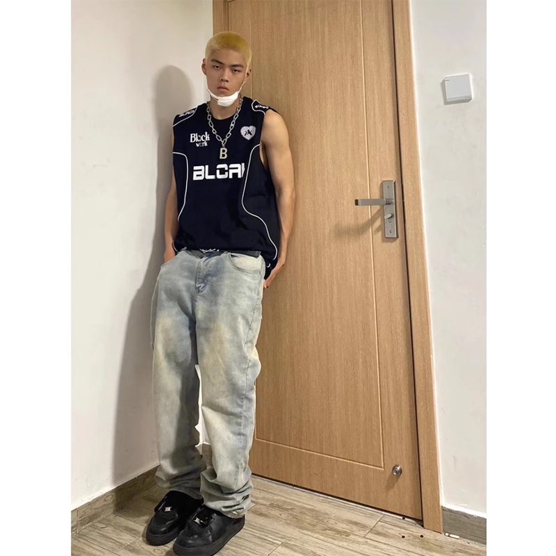 Áo Bóng Rổ Không Tay Dáng Rộng Phong Cách Thời Trang Đường Phố Mỹ Dành Cho Cặp Đôi