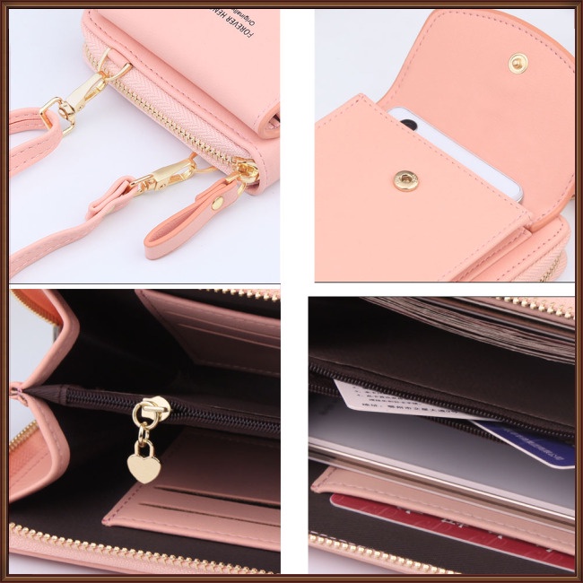 Túi Đeo Chéo Đựng Điện Thoại / Thẻ Có Khóa Kéo Thời Trang Cho Nữ