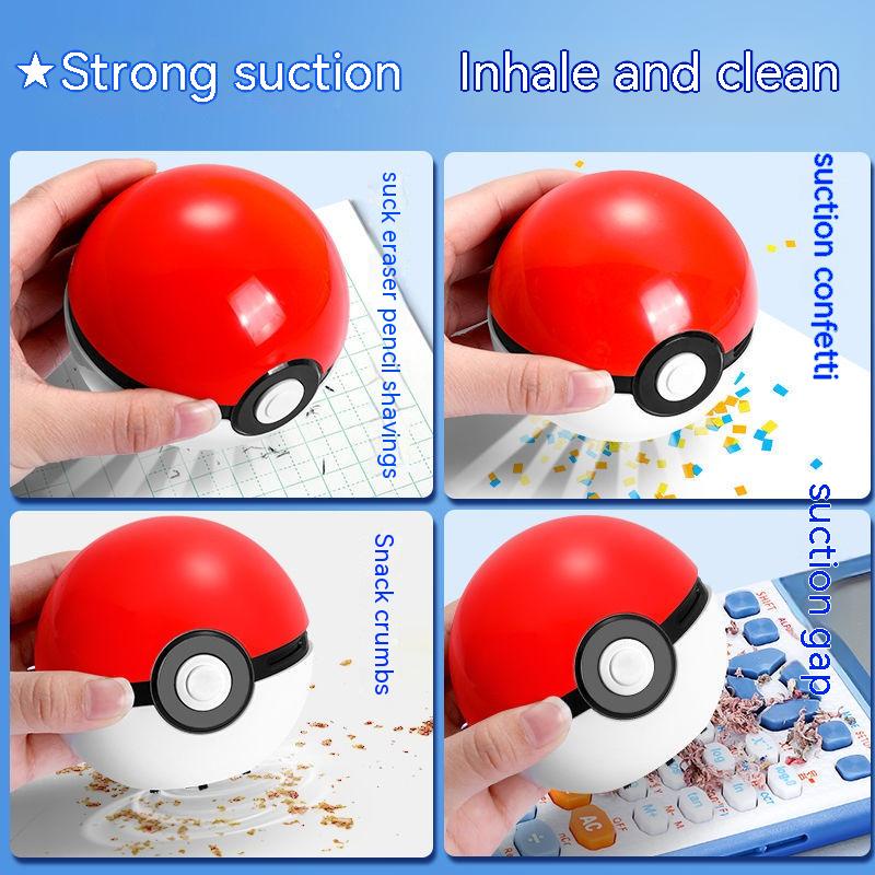 Máy Hút Bụi Để Bàn Làm Sạch Cho Học Sinh / Bàn Phím / Crumbs / Bút Chì Hình Quả Bóng Pokemon Poke Ball QQWA