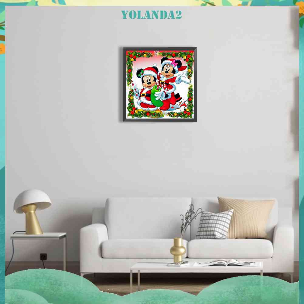 DISNEY Bộ Tranh Đính Đá 5D DIY Hình Mickey Minnie Phong Cách Giáng Sinh Dành Cho Trang Trí Nhà Cửa