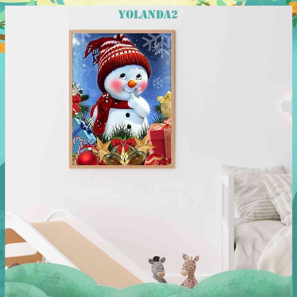 Tranh Đính Đá Kim Cương Toàn Bộ 5D DIY Hình Người Tuyết Giáng Sinh