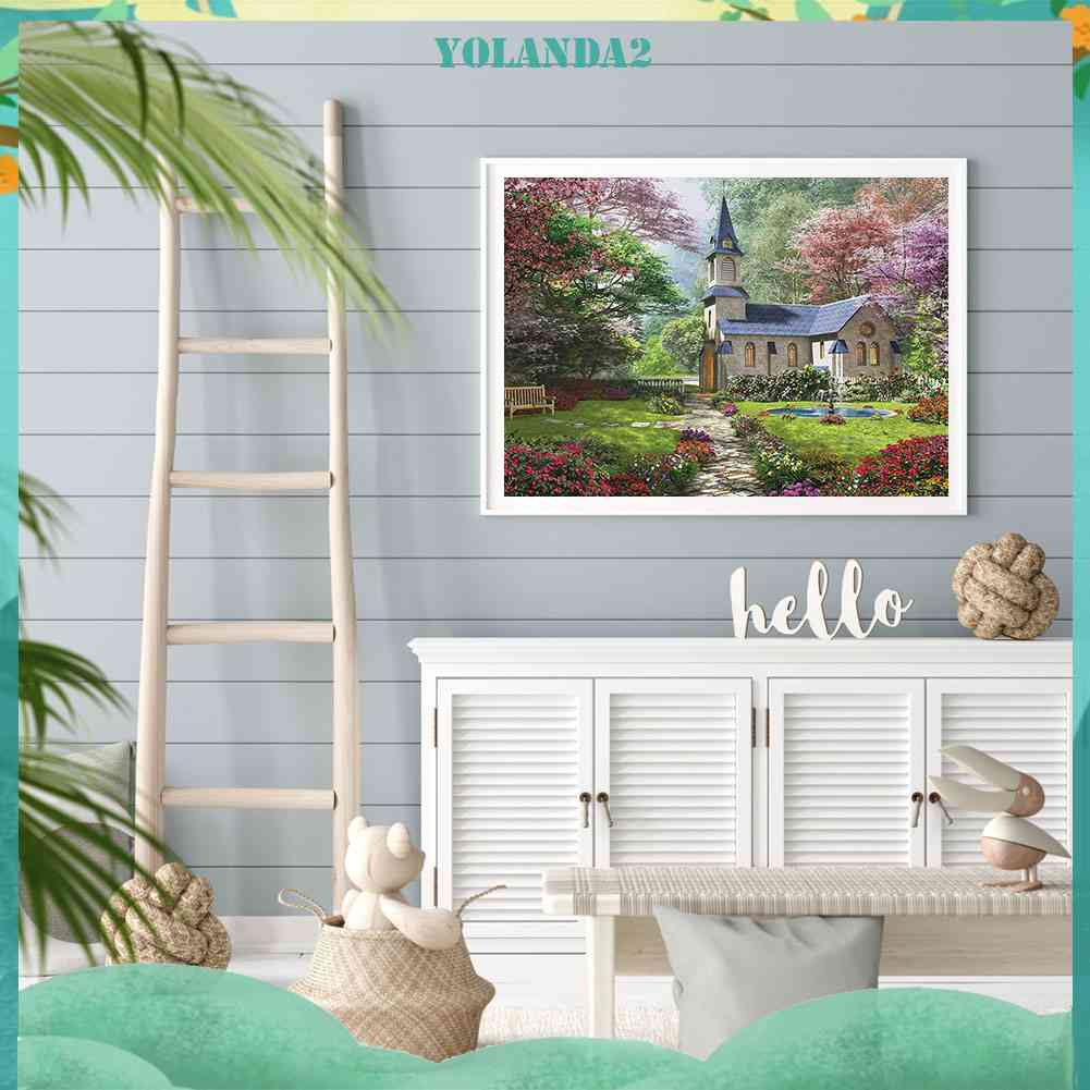 Bộ Tranh Đính Đá 5D Họa Tiết Ngôi Nhà Rừng Độc Đáo DIY Dùng Trang Trí