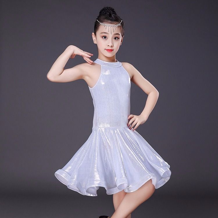 Đầm Khiêu Vũ Latin Không Tay Thời Trang Mùa Hè Cho Bé Gái