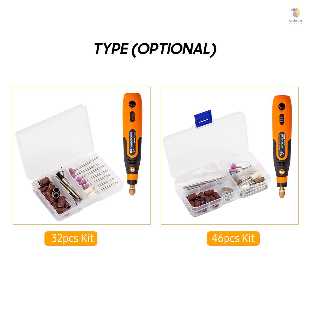 Bộ 46 Bút Khoan Điện Mini 3.6V Sạc USB 3 Tốc Độ Kèm Nhiều Thiết Bị Cài Đặt Cho Máy Mài Khắc