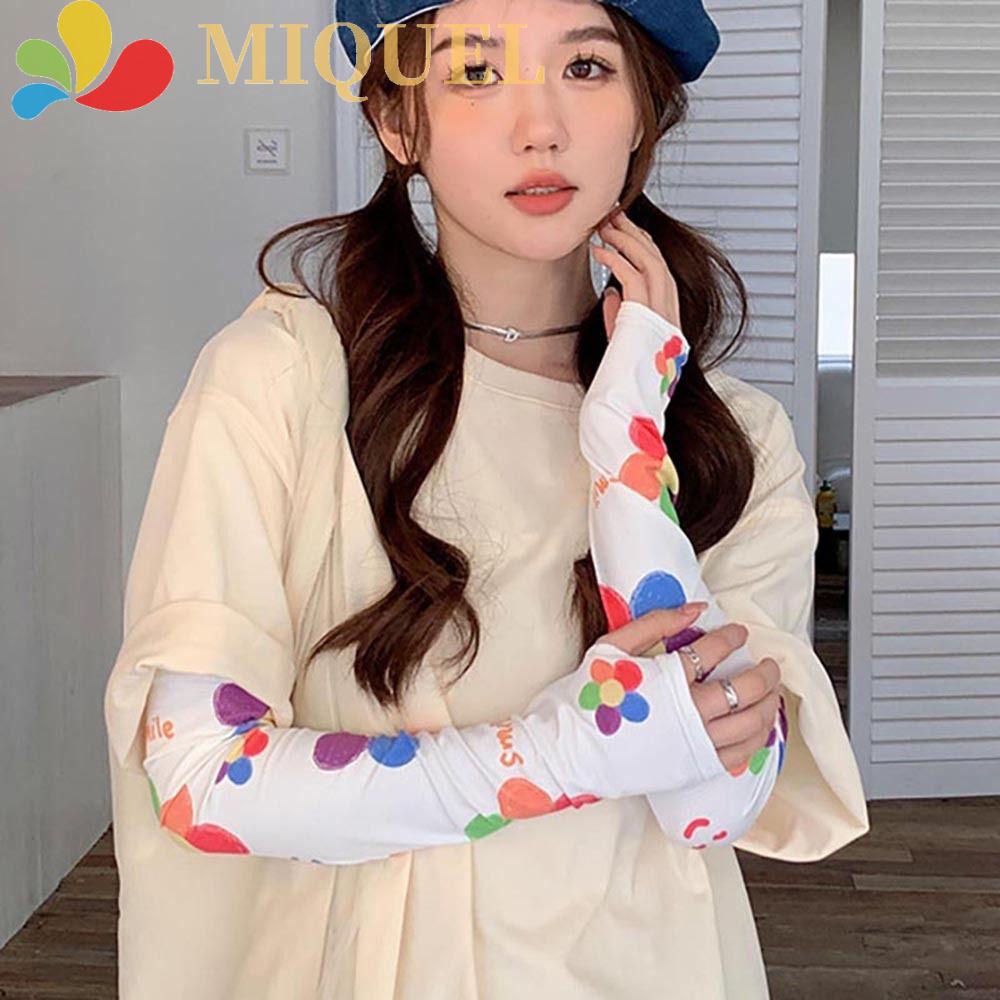 Găng Cánh Tay Co Giãn Chống Tia UV Họa Tiết Hoa Thời Trang Đi Biển Cho Nữ