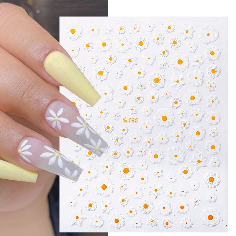 UR SUGAR Miếng Dán Trang Trí Móng Tay 3D Hình Hoa Trái Cây Lấp Lánh DIY