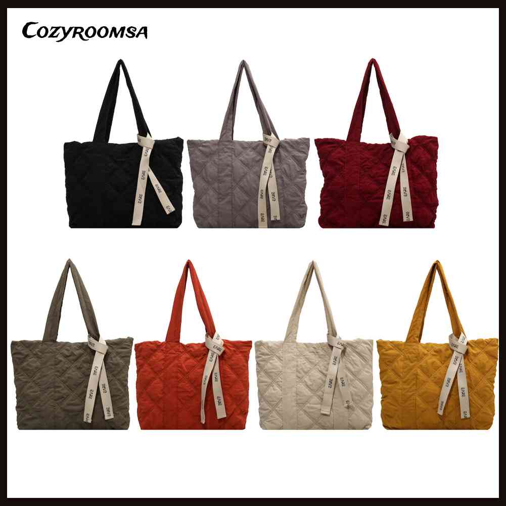 Túi Tote Đeo Vai Cỡ Lớn Chất Liệu Nylon Họa Tiết Sọc Caro Phong Cách Cổ Điển Thời Trang Cho Nữ