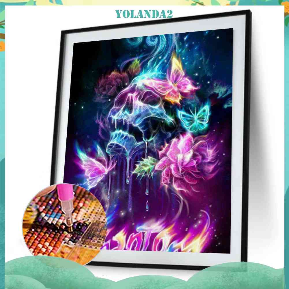 Tranh Đính Đá Kim Cương Toàn Bộ 5D DIY Hình Đầu Lâu