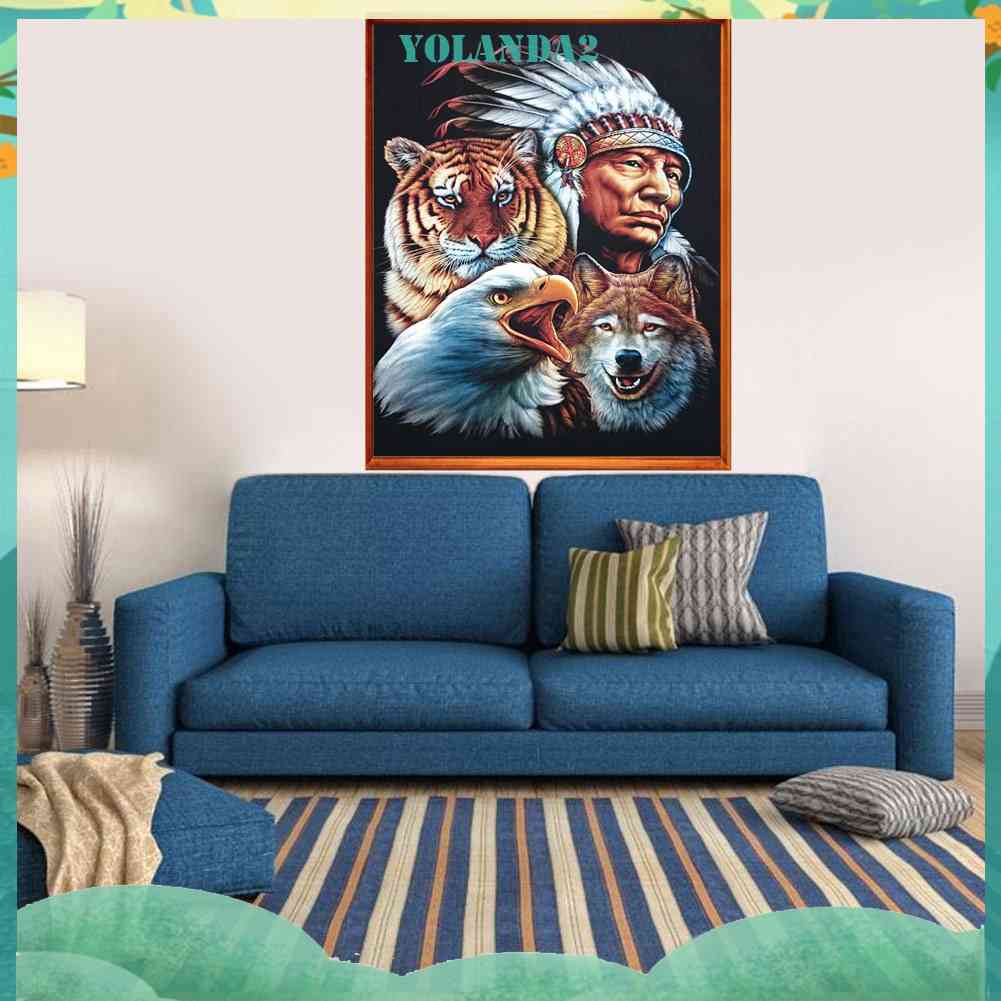 Tranh Thêu Trang Trí Thủ Công 5D Hình Lãnh Đạo Bộ Lạc (Mũi Thêu Hình X