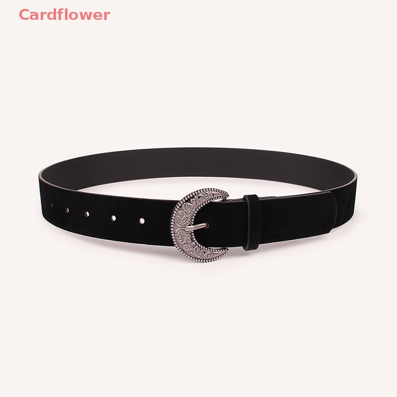 < Cardflower > Thắt Lưng Vải Nhung Da Bò Chạm Khắc Hoa Văn Kiểu Pháp Cổ Điển Thời Trang Thu Đông Cho Nữ