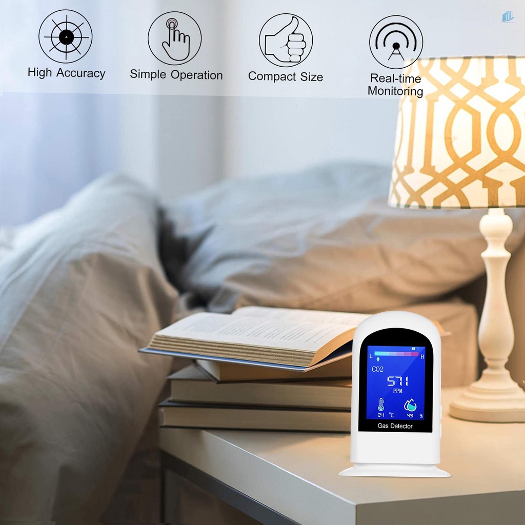 Máy Đo Nhiệt Độ Và Độ Ẩm Không Khí CO2 Carbon Dioxide Kỹ Thuật Số 3 Trong 1 s2mwvn Có Thể Sạc Lại