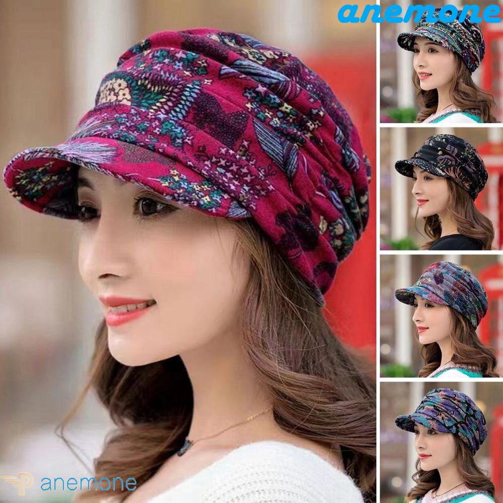Mũ Cotton Trùm Đầu Giữ Ấm Tai In Họa Tiết Hoa Gấp Gọn Được Phong Cách Hàn Quốc Dành Cho Phụ Nữ Lớn Tuổi