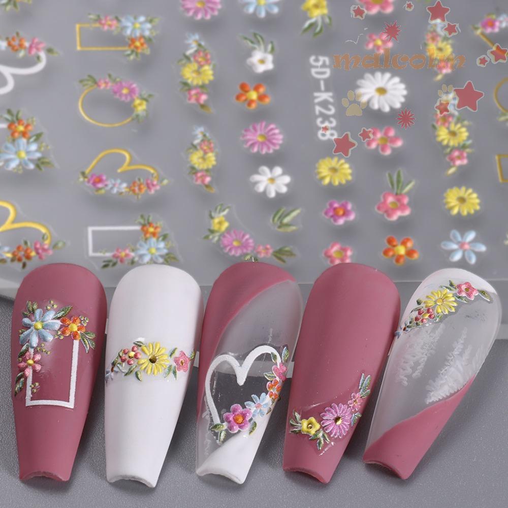 Miếng Dán Trang Trí Móng Tay Hình Hoa Hướng Dương Mùa Hè 5D